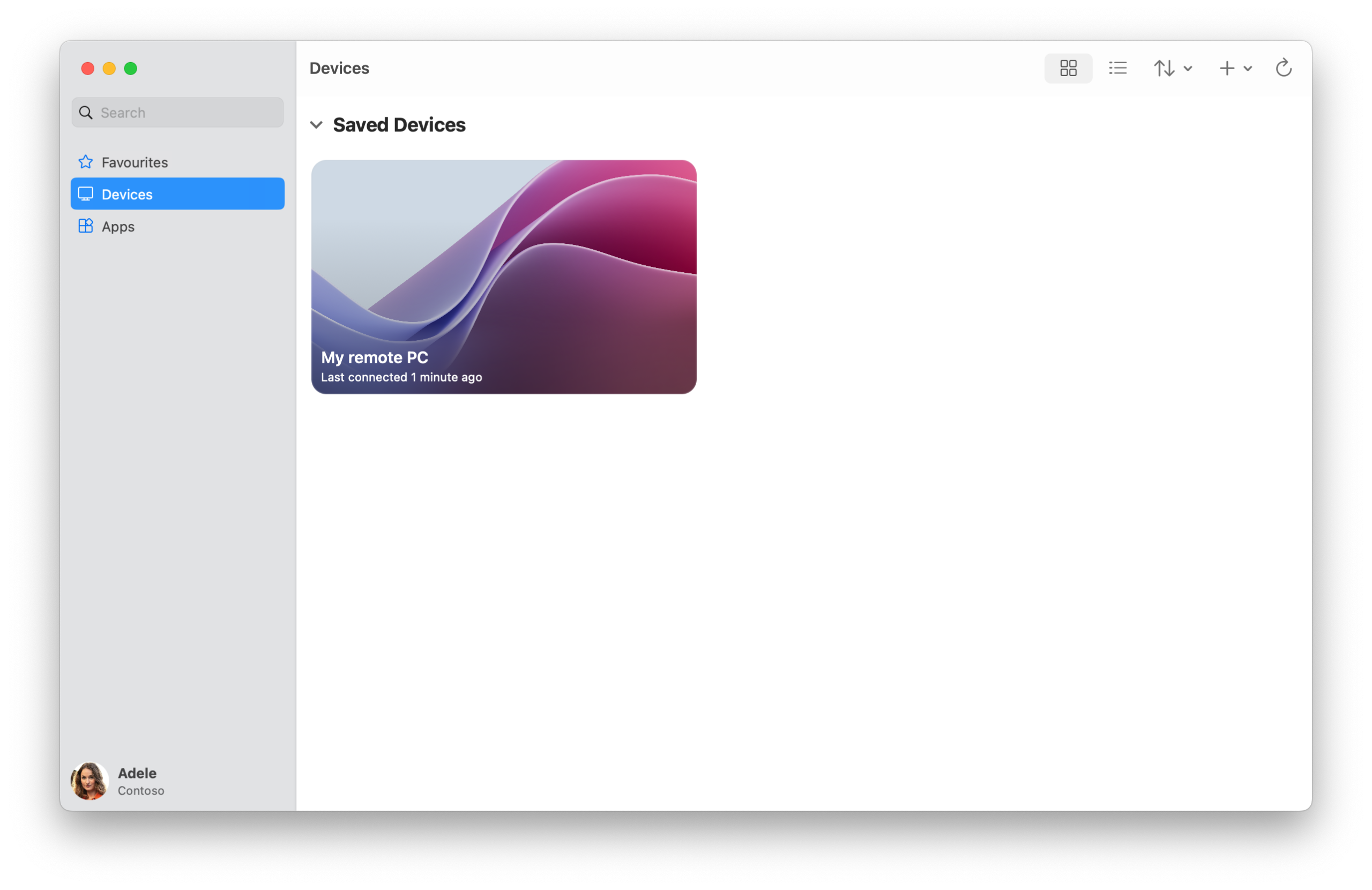 Saved remote PC card in Windows App on macOS